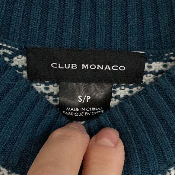 Like New Club Monaco Sm Knit Vest in Spruce Green & Off White - Picture 4 of 8